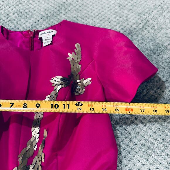 VINTAGE PAMELA ROLAND PARIS HILTON RUNWAY SHORTSLEEVE PURPLE SEQUIN SILVER DRESS - Picture 6 of 10